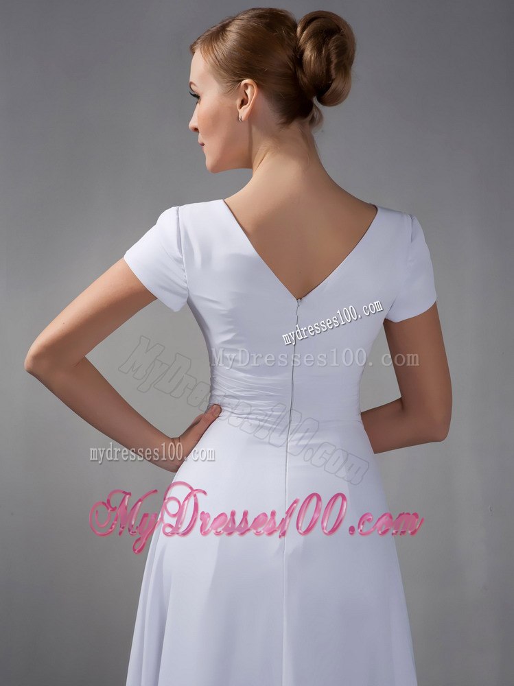 Square Neck Short Sleeves White Mother Of The Groom Dresses