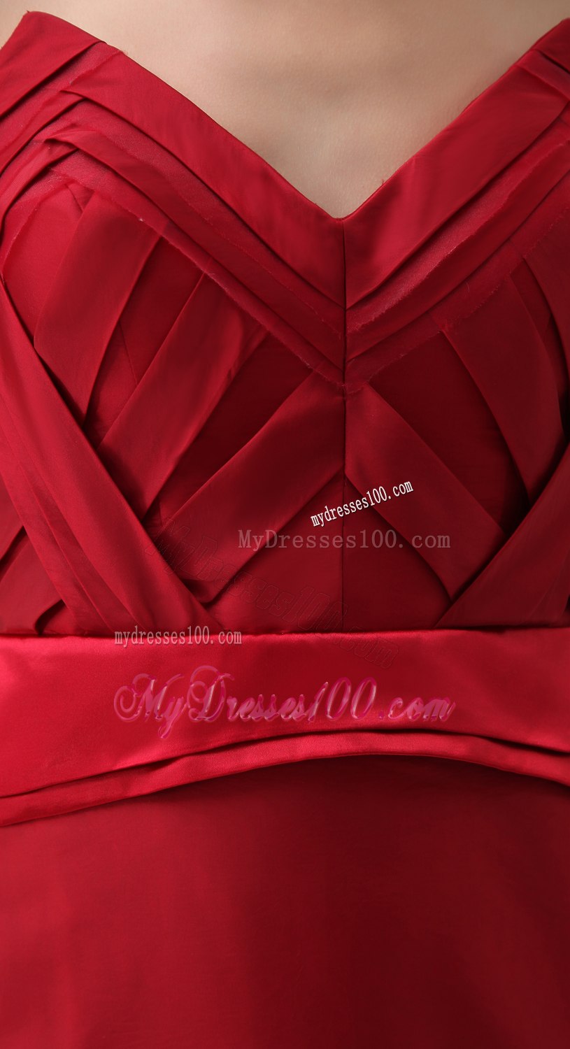 Watteau Train Mother Of The Bride Dress with V-neck in Red