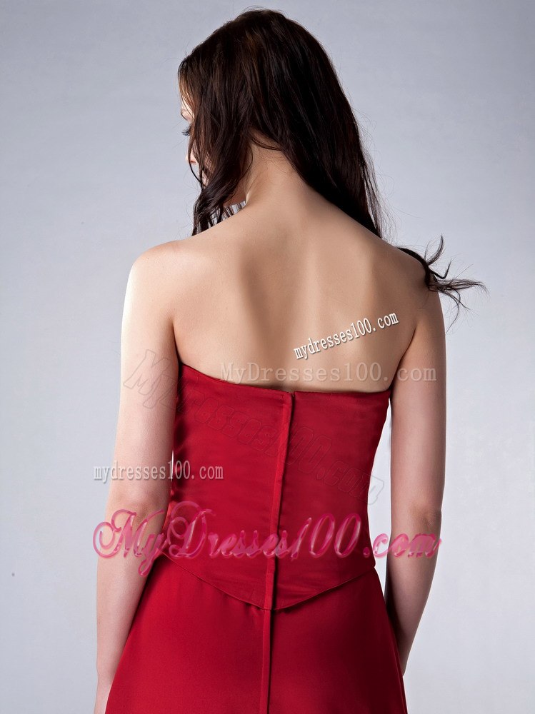 Beads Scattered Ruche Top Blood Red Mother Of The Groom Dress