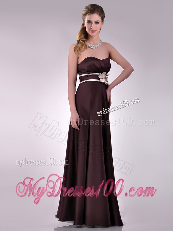 Beautiful Applique Decorated Waist Brown Mother of The Bride Dress in Taffeta