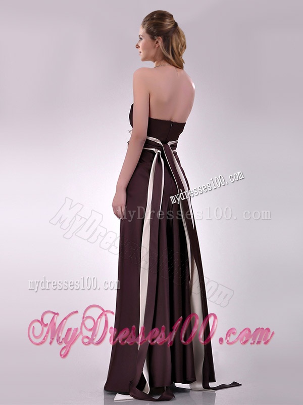 Beautiful Applique Decorated Waist Brown Mother of The Bride Dress in Taffeta