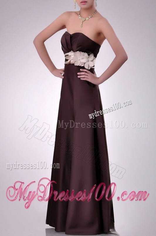 Beautiful Applique Decorated Waist Brown Mother of The Bride Dress in Taffeta
