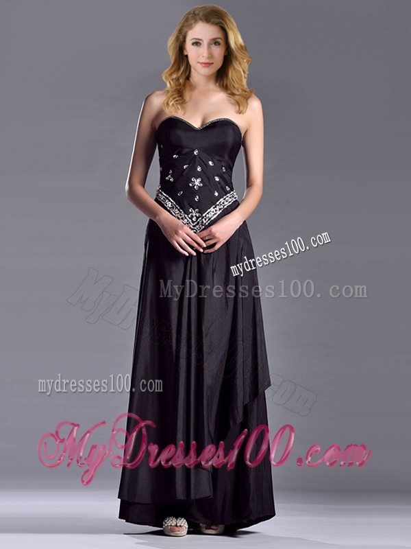 Discount Column Sweetheart Taffeta Black Mother of The Bride Dress with Beading