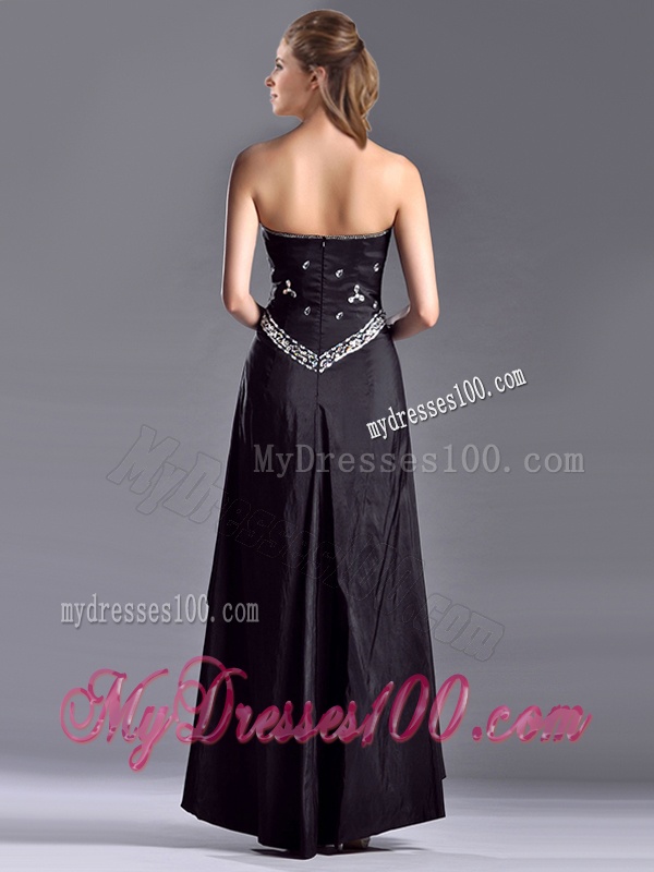 Discount Column Sweetheart Taffeta Black Mother of The Bride Dress with Beading