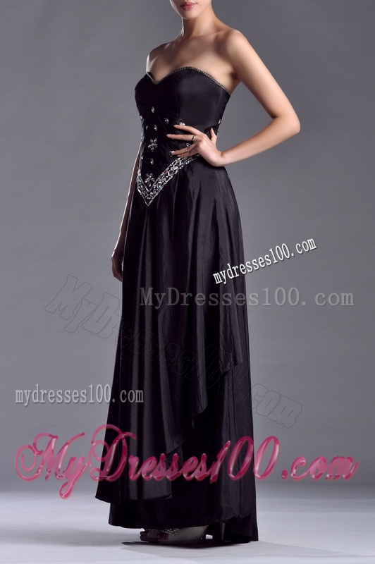 Discount Column Sweetheart Taffeta Black Mother of The Bride Dress with Beading