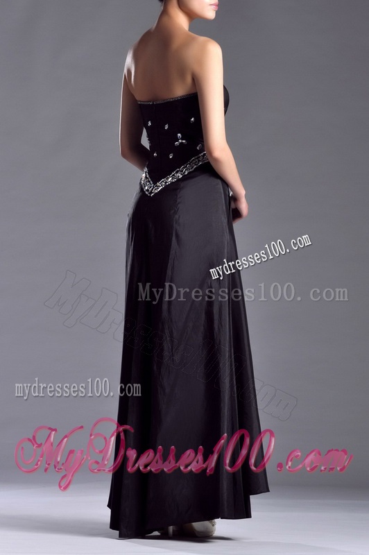 Discount Column Sweetheart Taffeta Black Mother of The Bride Dress with Beading