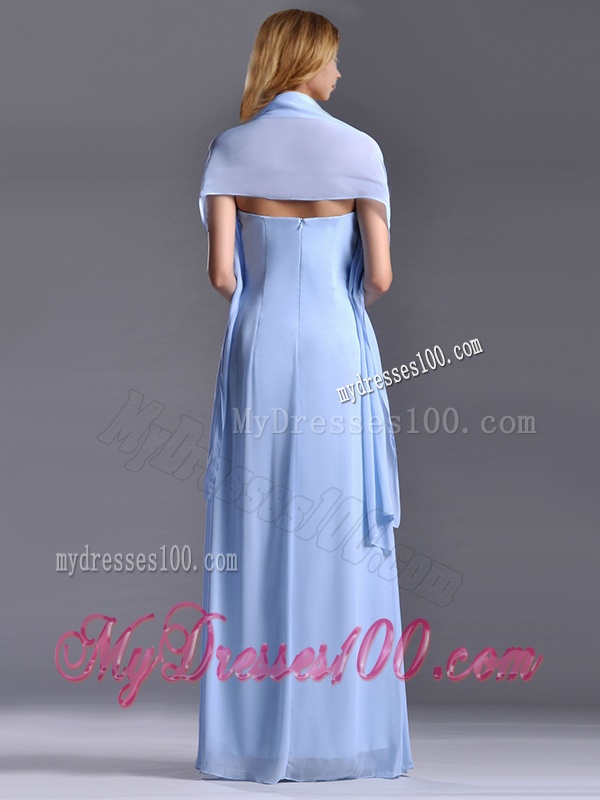 Elegant Empire Light Blue Long Mother of The Bride Dress with Handcrafted Flowers