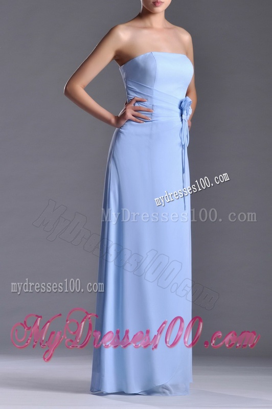 Elegant Empire Light Blue Long Mother of The Bride Dress with Handcrafted Flowers