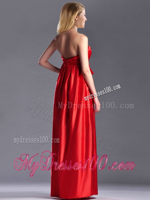 Gorgeous Empire Red Long Mother of The Bride Dress in Elastic Woven Satin
