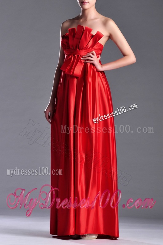 Gorgeous Empire Red Long Mother of The Bride Dress in Elastic Woven Satin