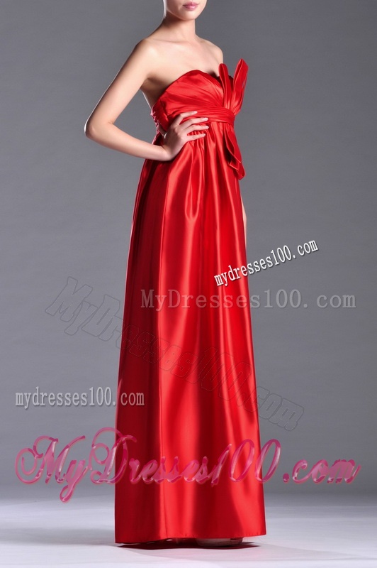 Gorgeous Empire Red Long Mother of The Bride Dress in Elastic Woven Satin