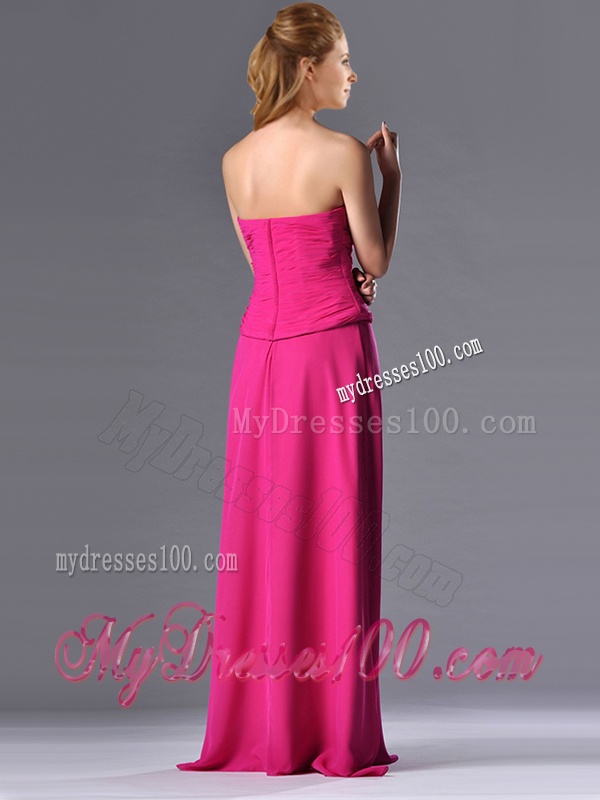 Latest Hot Pink Strapless Long Mother of The Bride Dress with Zipper Up