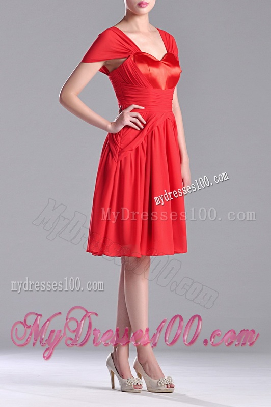 New Arrivals Empire Short Sleeves Chiffon Mother of The Bride Dress in Red