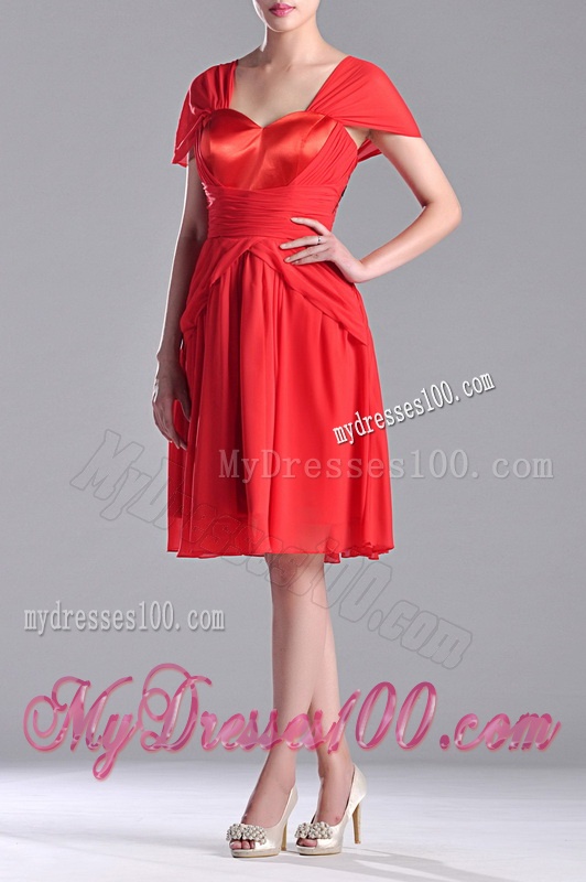 New Arrivals Empire Short Sleeves Chiffon Mother of The Bride Dress in Red