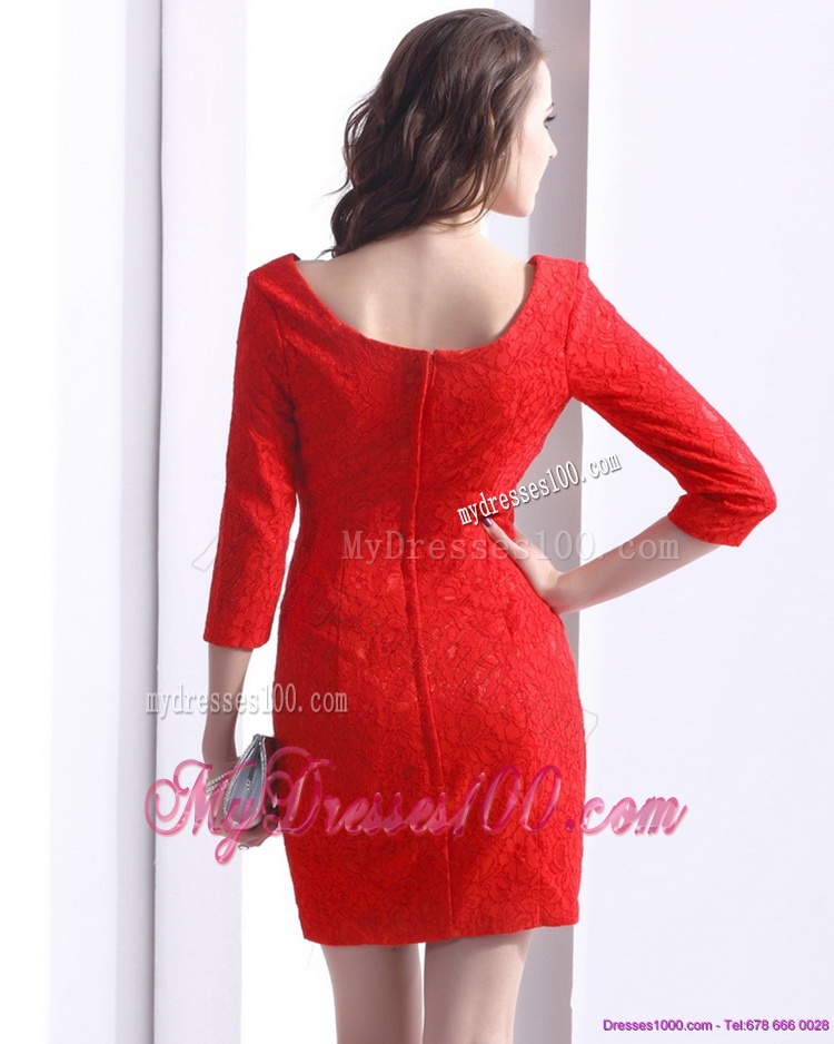 New Style Red Mini Length 2016 Mother of The Bride Dress with Lace