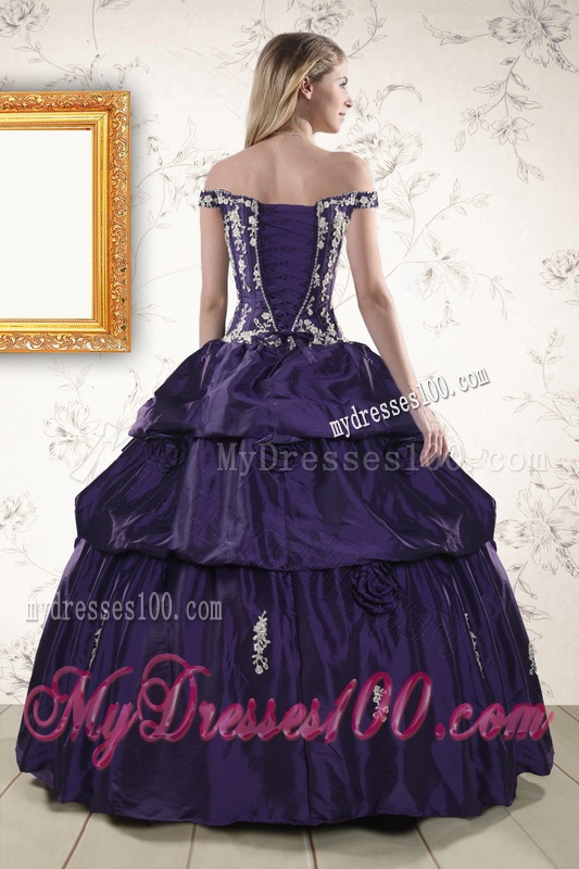 2016 Latest Off The Shoulder Appliques Quinceanera Dresses in Purple