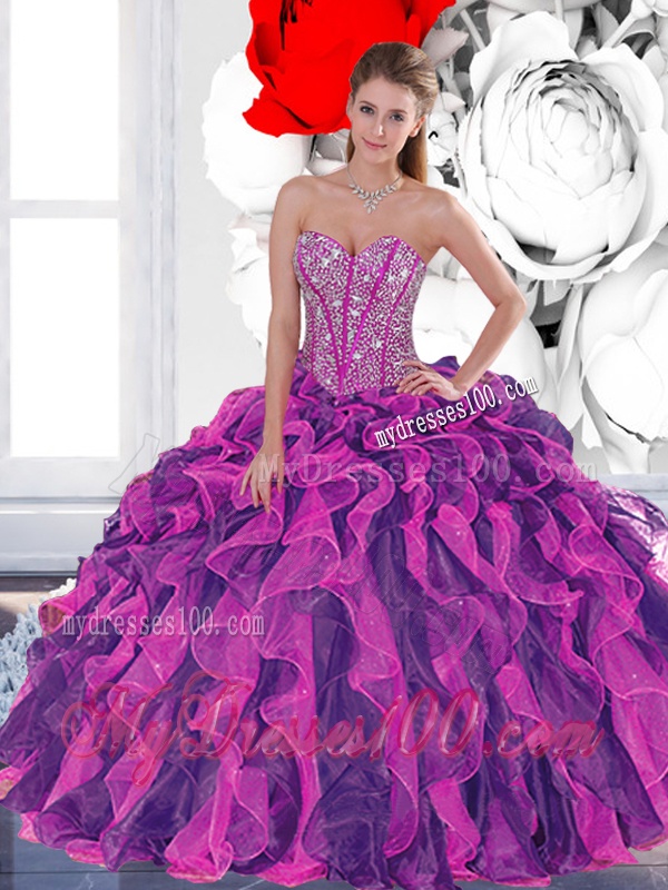 2016 Luxurious Beading and Ruffled Layers Quinceanera Dresses in Multi Color