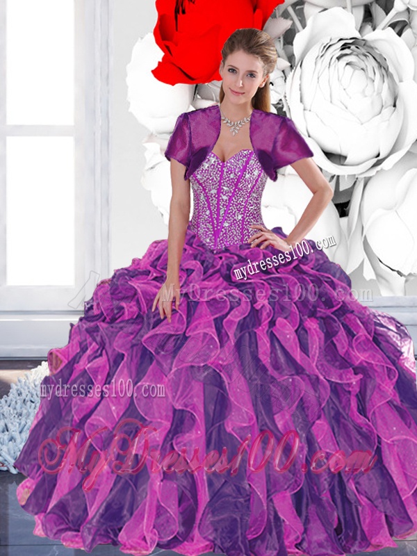 2016 Luxurious Beading and Ruffled Layers Quinceanera Dresses in Multi Color