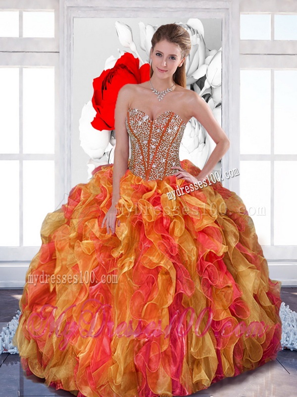 2016 Multi Color Sweet 16 Dress with Beading and Ruffles