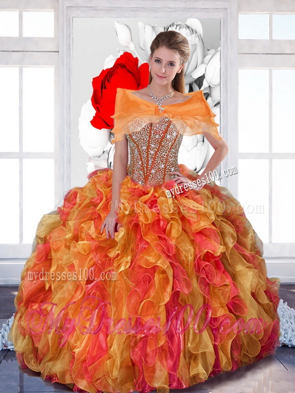 2016 Multi Color Sweet 16 Dress with Beading and Ruffles