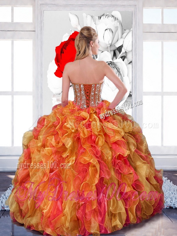 2016 Multi Color Sweet 16 Dress with Beading and Ruffles