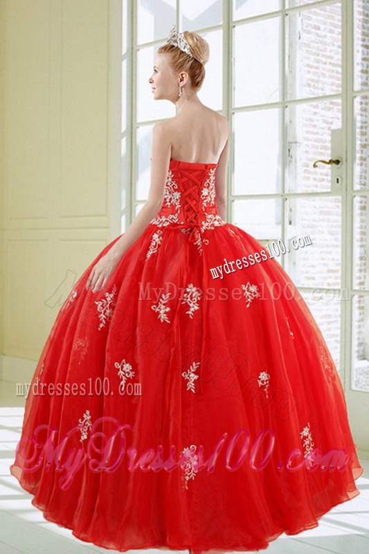 2016 Popular Red Quinceanera Dresses with Appliques