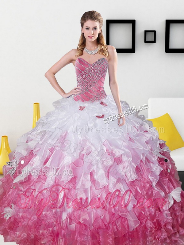 2016 Top Seller Organza Sweet 15 Dresses with Beading and Ruffles