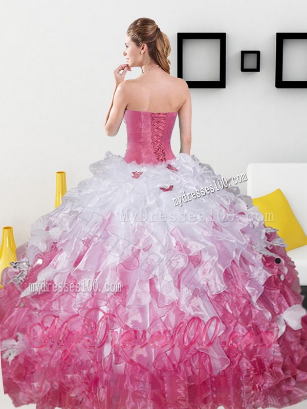 2016 Top Seller Organza Sweet 15 Dresses with Beading and Ruffles