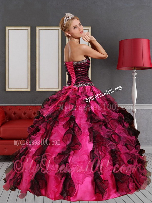 2016 Unique Sweetheart Multi Color Quinceanera Dress with Beading and Ruffles