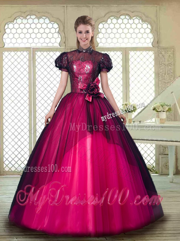 Beautiful High Neck Quinceanera Dresses with Short Sleeves