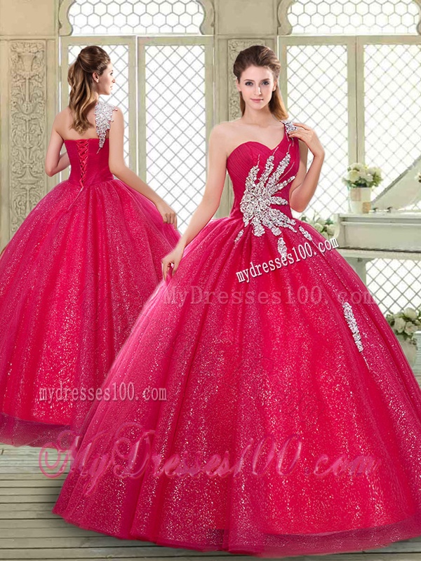 Beautiful One Shoulder Quinceanera Gowns with Beading