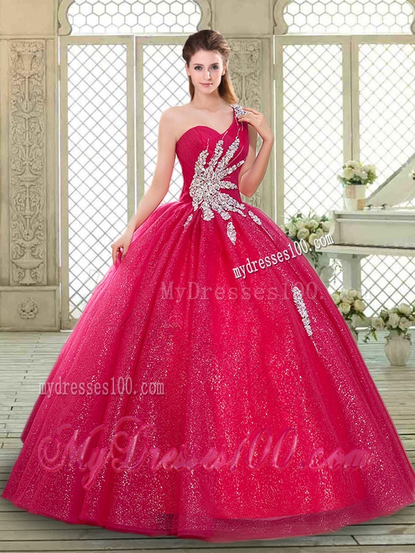 Beautiful One Shoulder Quinceanera Gowns with Beading