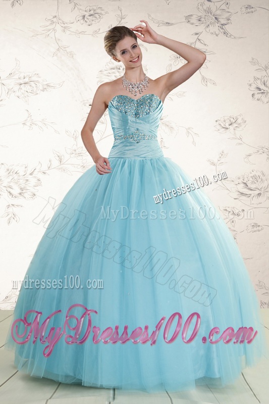 Elegant Beading 2016 Quinceanera Dress in Baby Blue