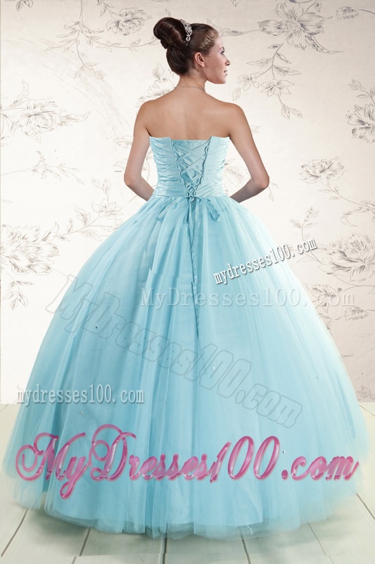 Elegant Beading 2016 Quinceanera Dress in Baby Blue