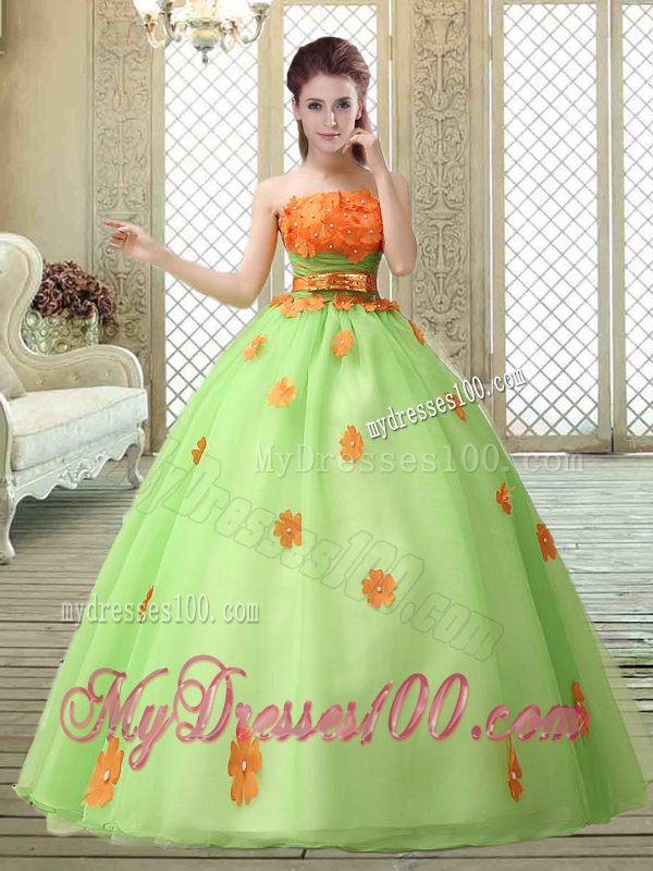 Latest Strapless Quinceanera Gowns with Appliques and Belt