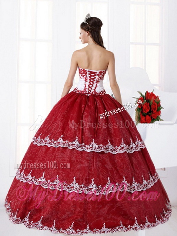 Multi Color Strapless Quinceanera Dress with Embroidery and Appliques