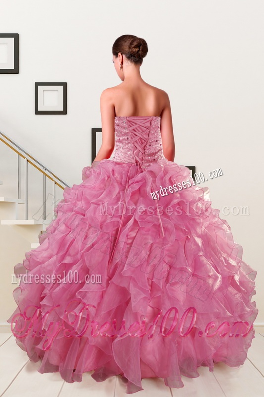 Pink 2016 Pretty Quinceanera Dresses Sweetheart with Ruffles