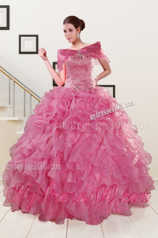 Pink 2016 Pretty Quinceanera Dresses Sweetheart with Ruffles