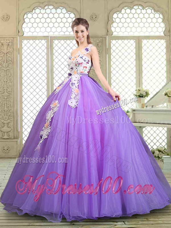 Popular Beading and Appliques Quinceanera Gowns with One Shoulder