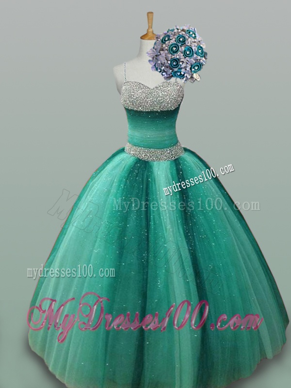 Popular Spaghetti Straps Beaded Quinceanera Gowns in Tulle for 2016