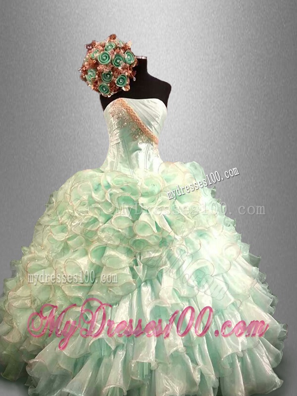 Pretty 2016 Strapless Quinceanera Dresses with Beading and Ruffles