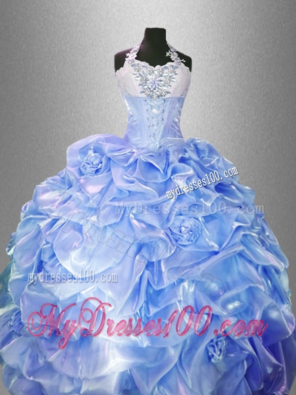 Pretty Lavender Quinceanera Gowns with Hand Made Flowers