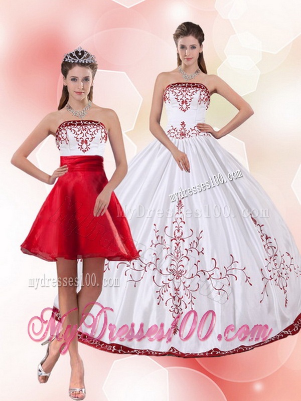 Pretty Strapless 2016 Perfect Quinceanera Dress with Embroidery