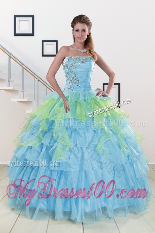 Pretty Strapless 2016 Quinceanera Dresses with Beading