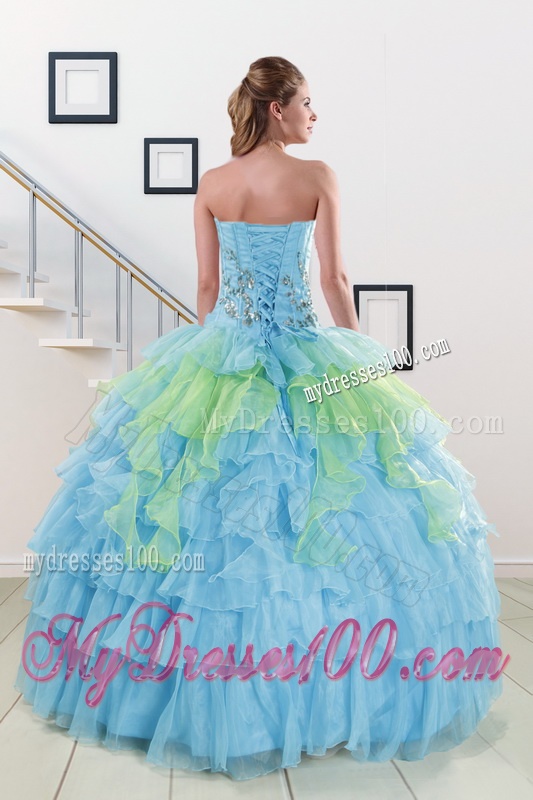 Pretty Strapless 2016 Quinceanera Dresses with Beading