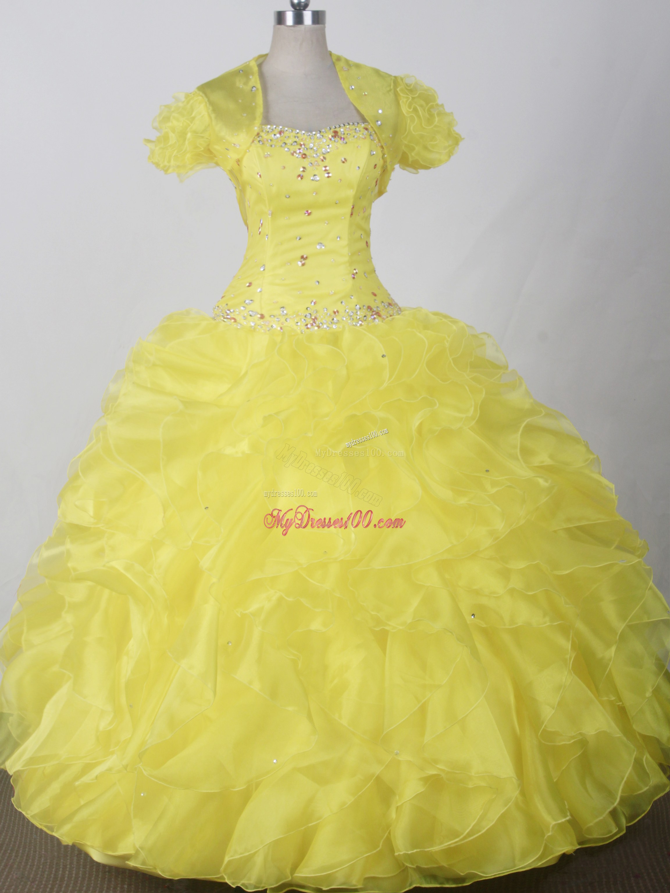 Jacket and Beading Decorate Quinceanera Dress with Ruffles