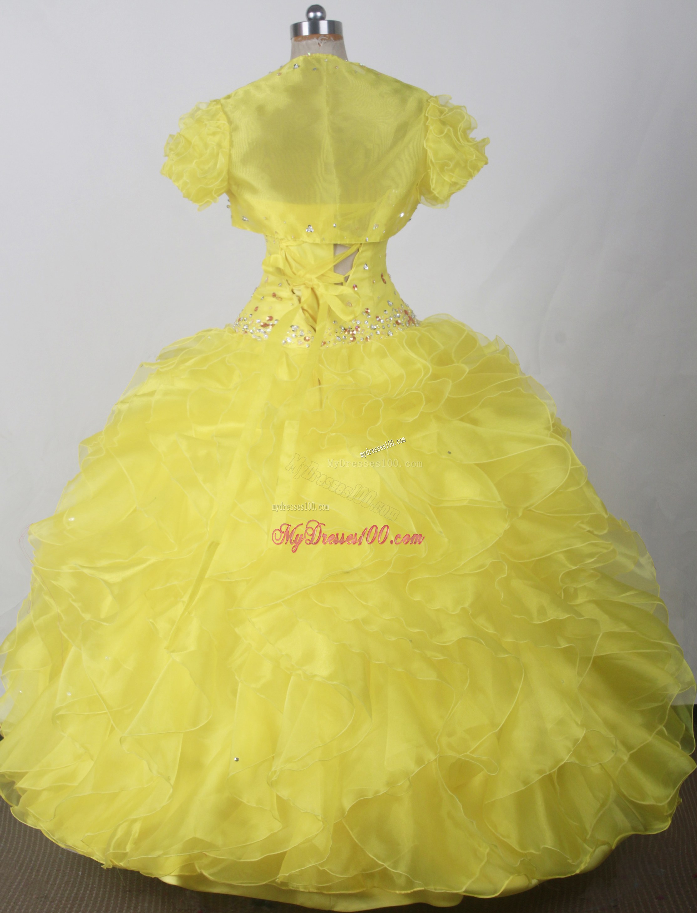 Jacket and Beading Decorate Quinceanera Dress with Ruffles