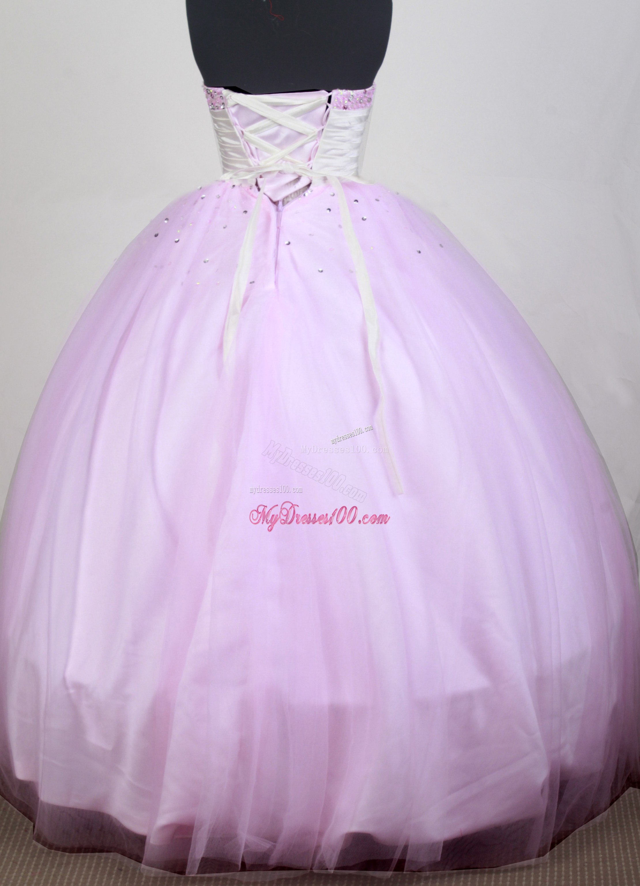 Beaded Baby Pink Quinceanera Gown with Ruched White Belt