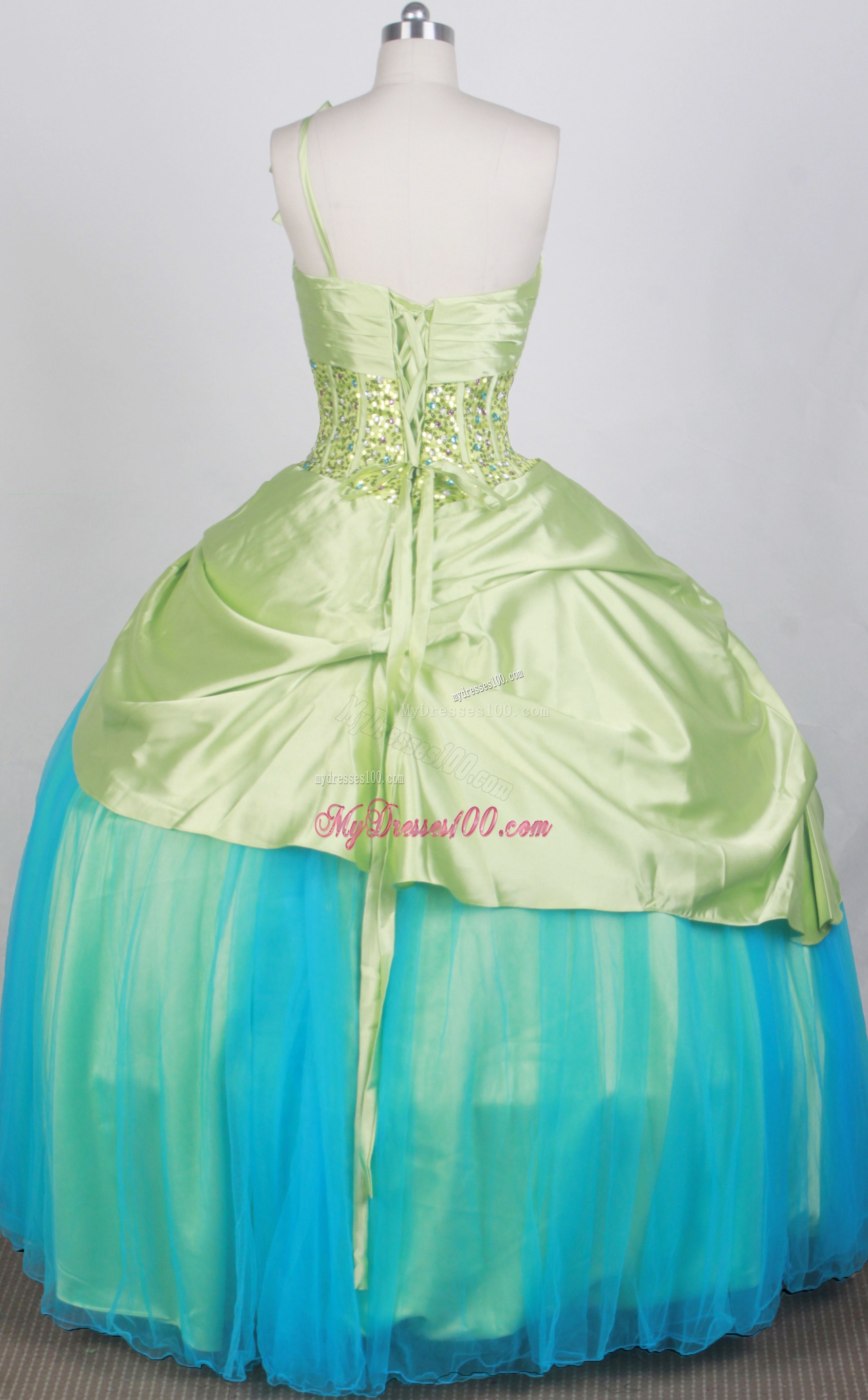 Spring Green and Blue Dresses 16 with Sequis and Flowers