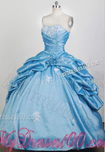 Pick-ups and Beading Accent Blue Dresses 16 with Drapped Skirt